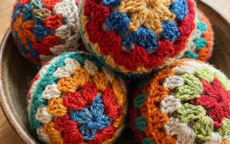 Easy Granny Crochet Christmas Baubles! Free Pattern