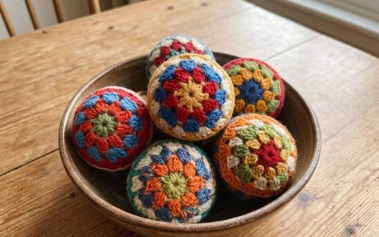 Easy Granny Crochet Christmas Baubles! Free Pattern
