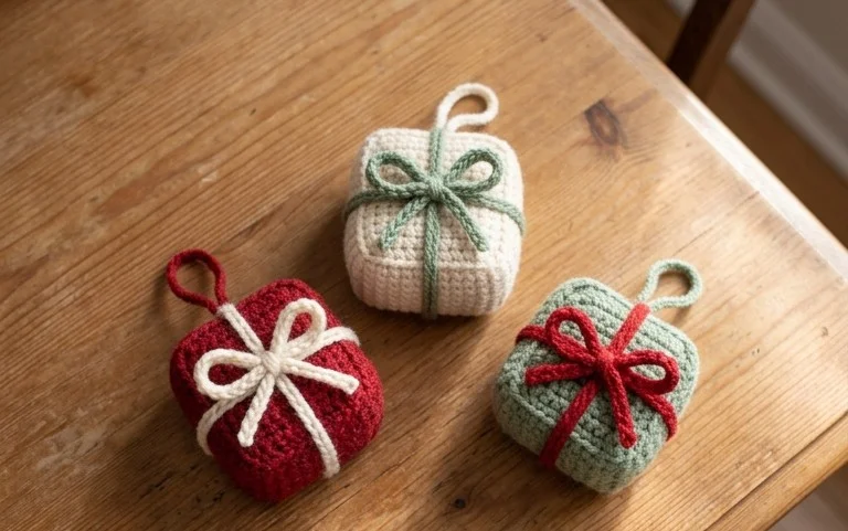 Easy Crochet Christmas Present Ornament Free Pattern