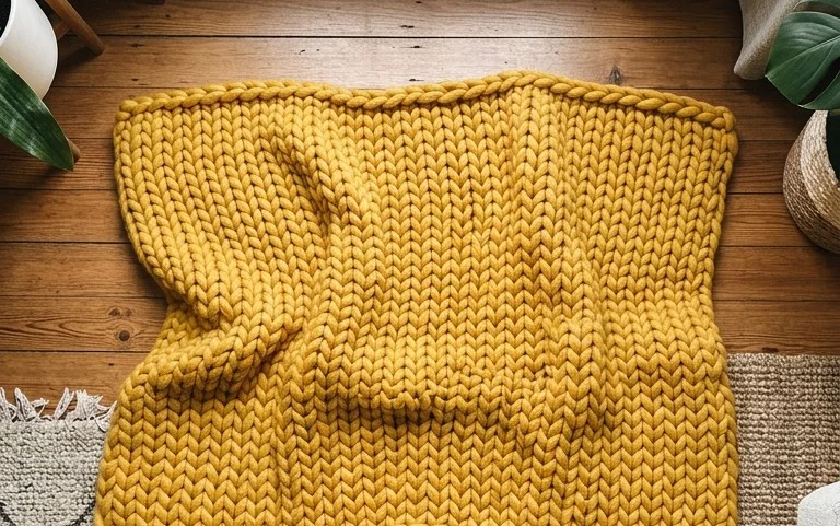 DIY Chunky Hand Knit Blanket: Free Beginner Pattern